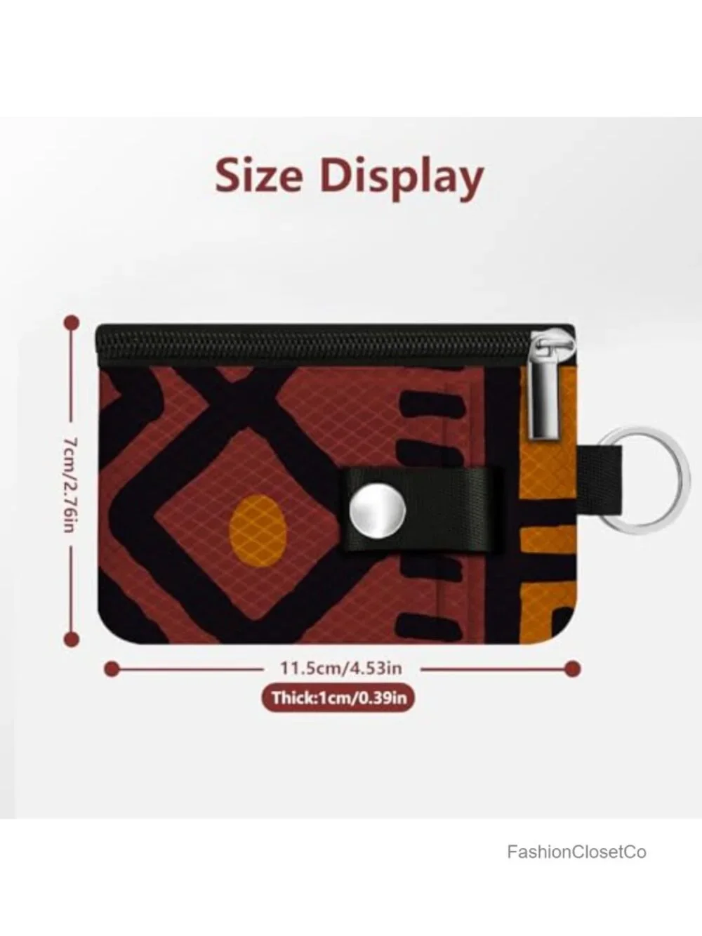 Mini Zip Card Case with ID Window RFID Blocking Keychain Wallet